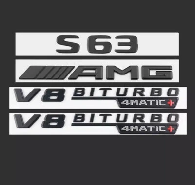Matt BK S63 AMG V8 BITURBO 4MATIC+ Insignias guardabarros maletero emblemas para Mercedes/Benz Foto 1 de 4
