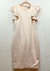Tommy Hilfiger Dress Womens 2 Pink Sheath Career Party Shower Ruffle Office - Picture 1 of 13