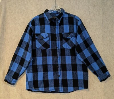 Trail Crest Cotton Flannel Button Up Shirt Buffalo Plaid Blue/Black Men's Size M - Image 1 of 4