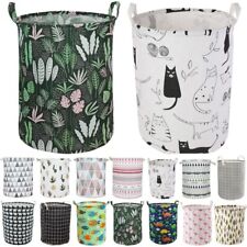 2PCS Washing Dirty Clothes Laundry Basket Canvas Baby Toy Hamper Bin Storage Bag