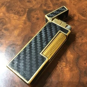 Dunhill Custom Feuerzeug Carbon Schwarz Gold ohne Box überholt Tasted Flint Ersatz - Bild 1 von 10