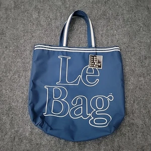 Vintage 1980er Le Bag dunkelblau stabil Canvas Shopper Beuteltasche Tasche 17x18 zwei Henkel - Bild 1 von 14