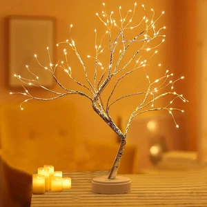 Lxcom Lighting 108 LEDs Silber Kupferdraht Tisch Baum Licht 8 Modi LED Twinkle  - Bild 1 von 12