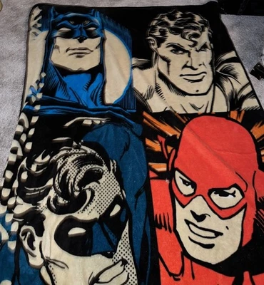 Cobertor de lã DC Comics Liga da Justiça Batman Superman Robin flash 57x42 - Imagem 1 de 4