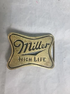 Vintage 1970's Miller High Life Belt Buckle Solid Brass 7704 Taiwan  - Picture 1 of 4