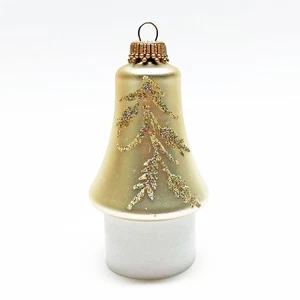 Campana de vidrio plateado vintage adorno de Navidad con rama de pino brillante - Imagen 1 de 3