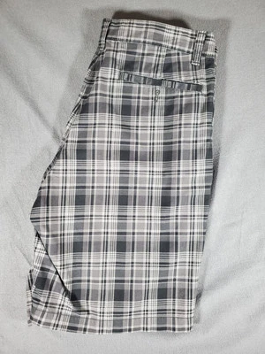 Pantalones Cortos Eddie Bauer Para Hombre 35 Gris Chino Caqui Bolsillos A Cuadros Foto 1 de 4