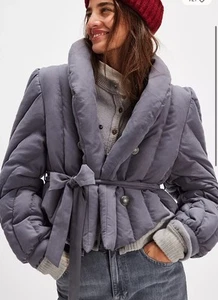Free People Office Duvet Quilted Puffer Tie Waist Jacket XL $298 - Picture 1 of 9