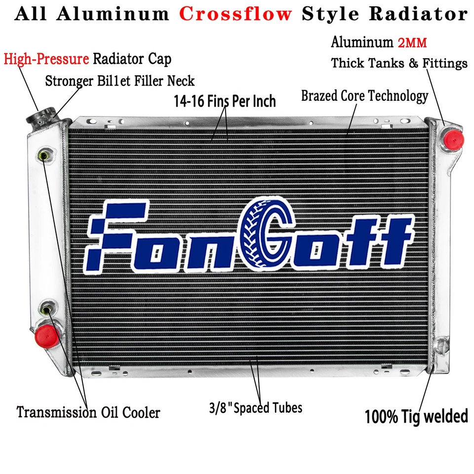 4Row Aluminum Radiator For 80-84 1983 Ford F100 F150 F250 F350 Bronco 5.8L 7.5L Foto 1 de 4