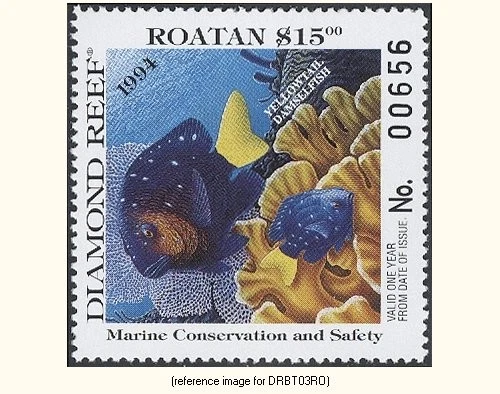 HALFPRICESOCIETY Diamond Reef 1994 $15 Conservation Stamp (Roatan/damselfish) - Image 1 of 1