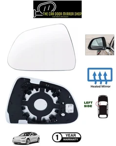 Espejo retrovisor lateral izquierdo de vidrio con placa base térmica Fit Tesla Model 3 2018-2026 - Imagen 1 de 24