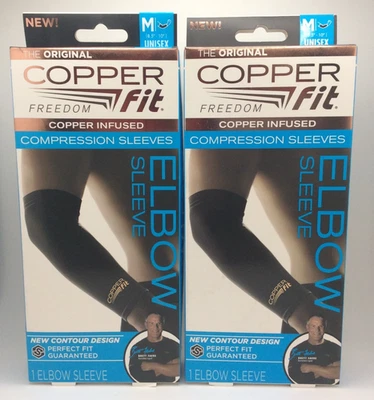 Copper Fit Compression Elbow Sleeve, Unisex, Size Medium 8.5" - 10", Lot of 2 - Image 1 of 2