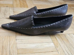 ENRICO ANTINORI * Gr. 37,5 * spitze Pumps * oliv * Leder - Bild 1 von 9