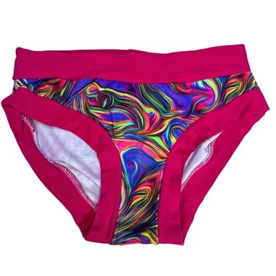 Handmade Organic Cotton Undie Briefs | Abstract Rainbow Swirl Panty – XS - Image 1 of 4