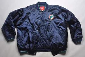 Giacca bomber Miami Dolphins NFL in raso navy taglia large - Foto 1 di 11