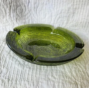 VTG MCM Anchor Hocking Lido Soreno Avocado Green Glass Cigarette Ashtray KS21 - Picture 1 of 3