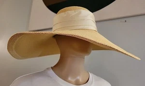 Patricia Underwood New York Straw Hat Wide Brim Floppy Big Sun Silky Ribbon - Picture 1 of 11
