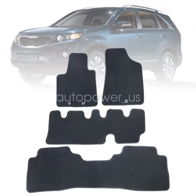 Fits 2010 2011 2012 2013 2014 Kia Sorento Floor Mats Carpet Velour 7 Passengers - Image 1 of 4