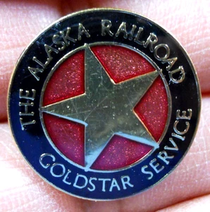 vintage The Alaska Railroad Goldstar Service metal enamel pin - Picture 1 of 4
