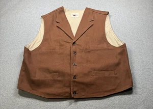 Branding Iron Brown Herringbone Western Vest 4 Pkt XL Made in USA - Picture 1 of 6