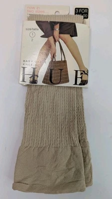 HUE Baby Cable Knee-Hi Socks Beige Size 1 S/M Made in USA NIP Vintage - Image 1 of 4