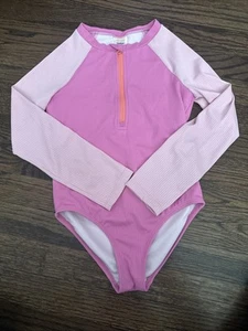 Oshkosh Carters Girls Bathing Suit 8 One Piece Pink Ribbed Two Tone - Picture 1 of 3