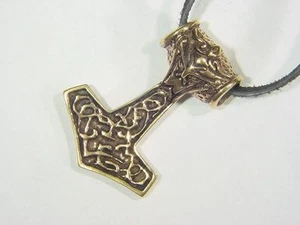 Colgante Odín Vikingo Nórdico Martillo Thor Mjollnir BRONCE SÓLIDO REAL PERO 0475C - Imagen 1 de 2