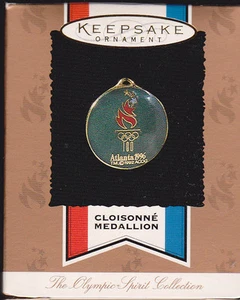 1996 Hallmark Cloisonne Medallion Atlanta Olympics Miniature Ornament NIB NEW - Picture 1 of 2