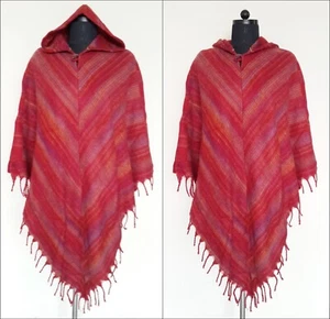 Hippie Style Unisex Woolen Acrylic Wool Warm Winter Hooded Pullover Poncho 7392 - Picture 1 of 1