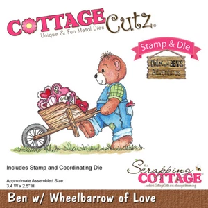 Cottage Cutz Stamp & Die - Ben With Wheelbarrow Of Love S-3, NEW - Picture 1 of 1