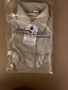 Flying Cross Police Marine Navy Button Down Khaki Long Sleeve Shirt Men 36 Reg - Picture 1 of 2
