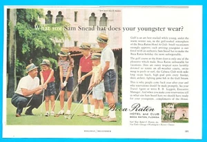 1963 Sam Snead cappello vintage STAMPA AD BOCA RATON Hotel Golf Club Florida vacanza - Foto 1 di 3
