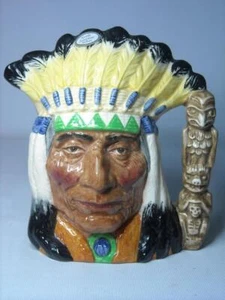 1987 Royal Doulton INDIO NORTEAMERICANO jarra de carácter etiqueta de nombre original D6786 - Imagen 1 de 7