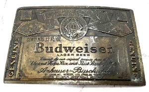 Vintage 70er Jahre Original Budweiser Lager von Anheuser-Busch Bier Messing Schnalle - Bild 1 von 6