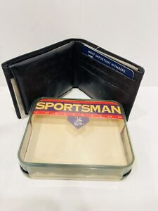 John Weitz Sportsman Genuine Leather Wallet & Tin New Old Stock Black Bifold