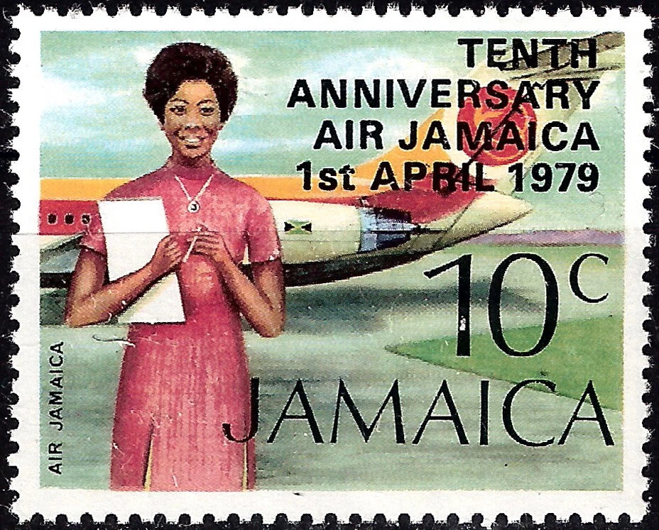 Jamaica 1970 décimo aniversario Jamaica Air Overprint MNH (SC# 451) Foto 1 de 1