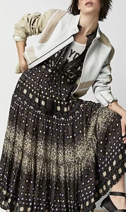 Maxi abito Free People Rare Feelings floreale cravatta a più livelli vita nero blu XS nuovo con etichette - Foto 1 di 8