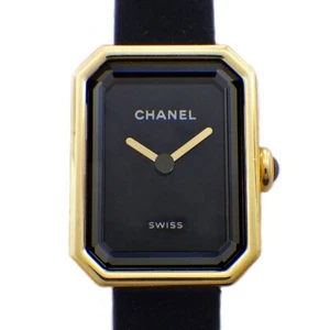 CHANEL Uhr Premiere Band H6125 schwarzes Zifferblatt Titan Gummi Samt 750YG Qz - Bild 1 von 12