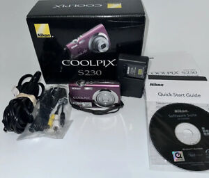 Nikon COOLPIX S230 10MP Digital Camera Plum 3x Zoom Touch Screen TESTED IOB