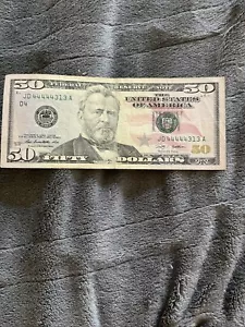 $50 fancy serial number bill High Serial Number With Five Of A Kind 44444313 - Picture 1 of 2