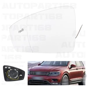 For Volkswagen Tiguan 18-23 Left driver Side blind spot Heated Mirror Glass New - Picture 1 of 7
