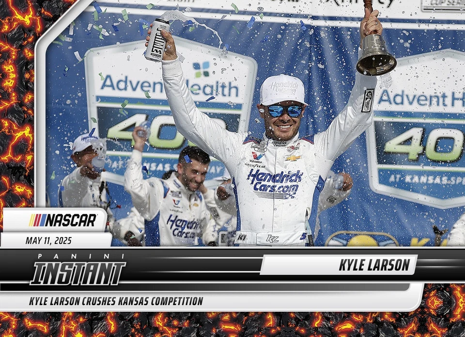 Kyle Larson 2025 Panini Instant NASCAR #19 KANSAS card NASCAR MAGMA 1/1 IN HAND - Image 1 of 1