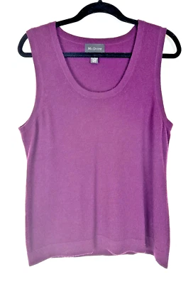 MCDUFF Women's XL Classic Deep Purple Sleeveless 100% Cashmere Knit Tank Top - Image 1 of 4