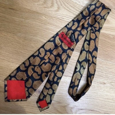 Corbata para hombre Ferrari azul marino y dorado ombre cachemir hecha a mano 100 % seda Foto 1 de 4