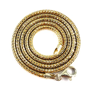 ITALY 925 Sterling Silver  18" Diamond-Cut Snake Chain Link Necklace Two Tone - Picture 1 of 7