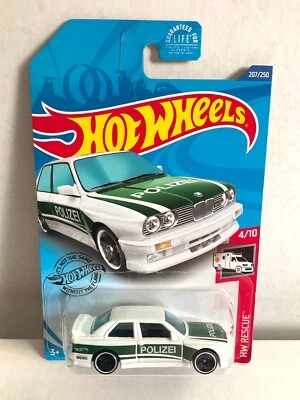 1992 BMW M3 Police Car - 2020 Hot Wheels #207 White & Green - POLIZEI Graphics - Image 1 of 3