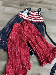 Girls Holiday Flag 4th Of July Outfit Top Pants Ruffles 2T 3T 4T - Picture 1 of 1
