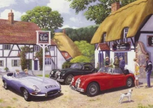 Tarjeta de cumpleaños en blanco Jaguar E-Type XK120 clásico coche deportivo británico día del padre - Imagen 1 de 1