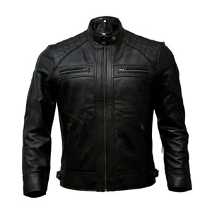 Men's Leather Jacket Stylish Handmade Motorcycle Bomber Biker Genuine Jacket - Picture 1 of 4