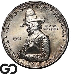 1921 Pilgrim Commemorative Half Dollar, Solid Gem BU++ Better Date ** Free S/H!